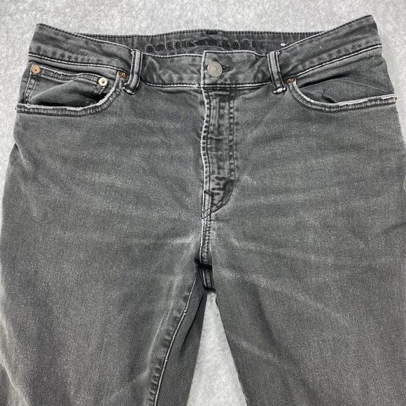 American Eagle Jeans Men 32x33 Gray Next Level Flex Stretch Whiskers Faded Denim - Picture 2 of 14